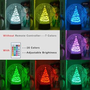 Luci notturne Lampada 3D in acrilico Scena di neve Albero Alberi appesi Luce a LED per decorazioni natalizie Come regalo di compleanno per bambini