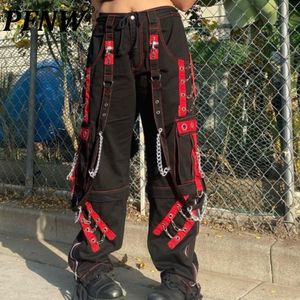 Erkek pantolon pfnw ilkbahar yaz erkekler y2k niş tasarım teknoloji giyim pantolon karanlık giyim zinciri düğmesi dokuma hip hop gevşek gündelik pantolonlar 12A6434 230529