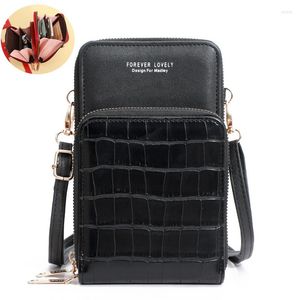 Abendtaschen Marke Crossbody Handy Geldbörse Tasche Smartphone Brieftasche Metall Leder Schultergurt Handtasche Frauen