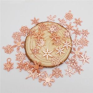 Charms 100g/Pack Christmas Alloy Snowflake Rose Gold Color Snow Handmade Findings Xmas Decor Craft Jewelry Making Accessory