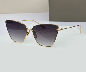 Cat Eye Solglasögon Shades Gold Metal Grey Gradient Women Summer Designer Solglasögon Sunnies Gafas de Sol Sonnenbrille Shades UV400 glasögon med låda