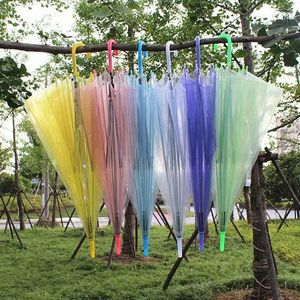 Clear Transparent Rain Umbrella Pvc Rain Dome Bubble Rain Sol Shade Long Handd Handd Stick Umbrella 90pcs