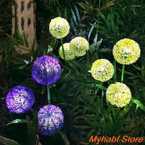 Head LED Solar Light Simulation Dandelion Flower Garden Yard Lawn Night Lamp Landscape Home Decor