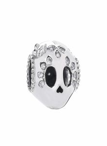 2019 Summer 925 Sterling Silver Sparkling Skull Charm Bead For European Pandora Jewelry Charm Bracelets4971603