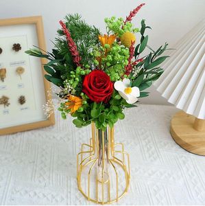 Flores decorativas para sempre Rose Peony Preservada Eucalipto Flor Flor Flor Atural Buquê Seco para Decoração de Casamento Decoração Decoração Presentes