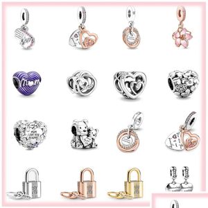 Charms 925 Sterling Sier Mothers Day Mom Heart Lock Pendant Diy Fine Beads Fit Pandora Jewerly Bracelet Gift Accessories Drop Delive Dhzkg