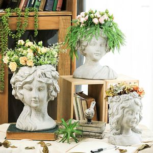 Vases Handmade Resin Flowerpot Decoration Art Vase Flower Cool Decorative Creative Portrait Lucky Home Decore Pots
