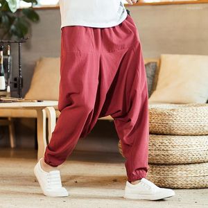 Active Pants Men Sweatpants Cotton Linen Nepal Loose Harem Hippie Yoga Bloomer Crotch Pant Casual Jogger Workout Atheltic Fitness