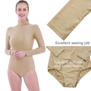 Stage Wear AOYLISE Donna Dolcevita Body Manica lunga Dancewear Spandex Balletto Tuta Skinny Pagliaccetto Allenamento Costume da carro armato Yoga Palestra