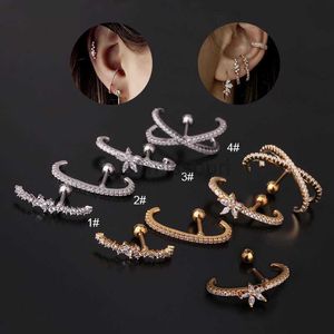 Stud 1Pc New Fashion Barra in acciaio inossidabile e lunga Cz Earlobe Screw Back Stud Ear Piercing Jewelry Cartilagine Helix Tragus Orecchini J230529