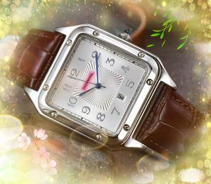 Square Digital Number Watches Stopwatch 40 mm Japan Quartz Chronograph Ruch Mężczyzny Pasek Hip Hop stal stalowy zegar Bransoletka Montre de Luxe