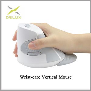 Mice Delux M618BU Ergonomic Vertical Adjustable Mouse 6 Buttons 800/1200/1600 DPI Office Mice with Wrist Mat for PC Laptop Computer