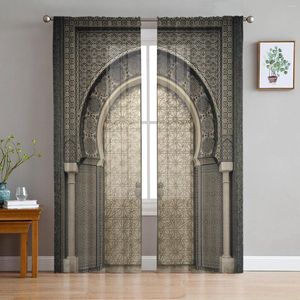 Curtain Moroccan Medieval Vintage Door Chiffon Sheer Curtains For Living Room Bedroom Home Decoration Window Voiles Tulle Drapes