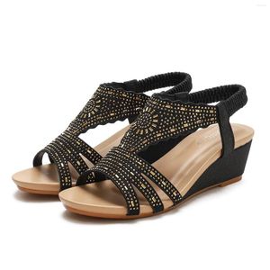 Sandały do ​​kobiet lato 2023 damskie kliny buty elastyczne bcasual bohemian boho beach sandalias mujer