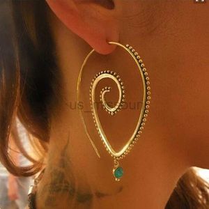 Stud gorąca sprzedaż duże spirale kolczyki dla kobiet prezent przesadzony biżuteria Złota Kolor Gypsy Plemien etniczny wir L4E636 J230529
