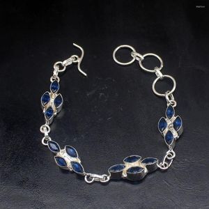 Link Bracelets Gemstonefactory Jewelry Big Promotion Single Unique 925 Silver Sapphire Blue Topaz Lady Women Charm Bracelet 21cm 20233277