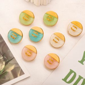 Famous Designer Brand Letter Charm Earring Geometric Round Candy Color 18K Gold Plating High Quality Ear Loop Jewelry Accessories