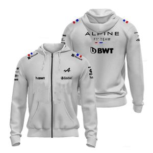 Mens Hoodies Sweatshirts Mens and Womens F1 Hoodie för officiell racingskjorta med Formel One Alpine F1 Zip