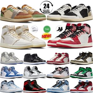 1s high basketball shoes 1 low voodoo Olive Reverse Mocha Craft Vibrations Of Naija Verse Lucky Green Space Jam Bred Patent White Cement men women trainers sneakers