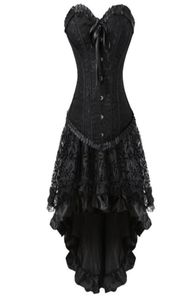 Steampunk korse elbise 2 adet set kostüm cosplay gotik punk kuşak yüksek düşük korsan dantel vintage Victoria Party Club elbise 1026974