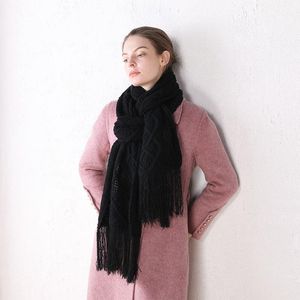 Lenços de lenços outono feminino e inverno tricô personalizado cashmere shawl lenço de moda moda rua versátil pura cor casual