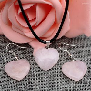 Studörhängen 2023 Natural Stone Rose Quartzs Heart Pink Crystal Lapis Dingle Earring Reiki Eardrop Women Party Wedding Jewelry