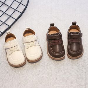 Stövlar läder sneakers mode fast färg baby pojke skor mjuk botten höst