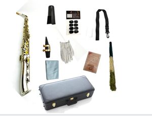 Alto Straight Tube Saxophone EB Tune Brass Keys Professional Spela instrument med Case Sax -tillbehör