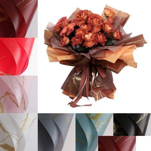Gift Wrap Valentine Flower Paper Waterproof Marble Pattern Matte Bouquet 20Pcs/Lot 60X60Cm Packaging Drop Delivery Home Garden Festi Dhjpm