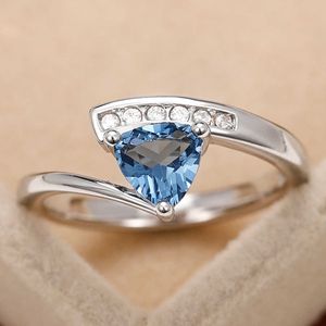 Band Rings Huitan Unique Blue Cubic Zirconia Rings Series for Women Engagement Wedding Bands Fashion Jewely Fancy Jubileum Gift 2022 AA230529