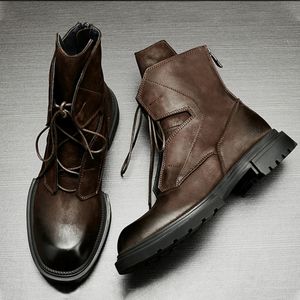 Botas masculinas vintage Sapatos 2023 Botas de inverno para homens Botas pontudas de dedão do tornozelo P25D50