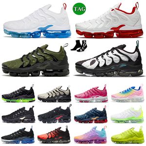 TNS Sports Running Shoes Vapors Mens Women TN Plus Fly Knit Triple Black Bianco di fiocco bianco Carampe Aircow Volt Tennis Ball University Blue Jogging Gold Sneaker