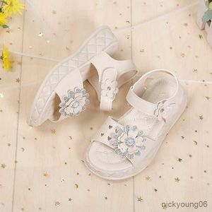 Sandals Girls Shoes Sandals Kids Platform Flats Princess Summer Bowtie Pearl 21-36 Beige Pink Children Footwear Fashion R230529