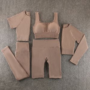 ヨガの衣装シームレス女性ヨガヨガセットトレーニングスポーツウェアジム服フィットネス長袖トップハイウエストレギンススポーツスーツ230526