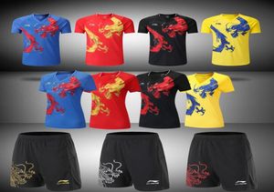 Li Ning CHINA camisetas de tenis de mesa hombres mujeres equipo nacional competición traje de ping pong dragón chino pantalones cortos deportivos bádminton Te6508761