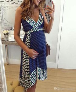 2020 Mode Vrouwen Zwangere Zwangerschapsstreep Streep Braadvoeding Zomerloze jurk strandkleding voor zwangere vrouwen 20204156123