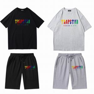 Erkekler Tişörleri Yaz Trapstar Baskılı Pamuk Tshirt Şort Setleri Sokak Giyim Takıntısı Erkekler Spor Giyim Trapstar Tişörtleri ve Şortları Takım Moda Spor Görünümü