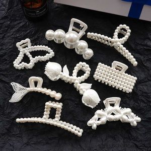 Andra nya kvinnor Pearl Hair Claws Stor storlek Plastic Hairpin Hair Girl Girls Barrette Shark Claw Clip Ornament