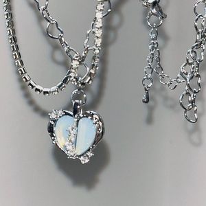 Chains Delicate Heart Zircon Necklace For Women Trendy Summer Light Luxury Minority Design High-Grade Clavicle Chain Sweet Cool