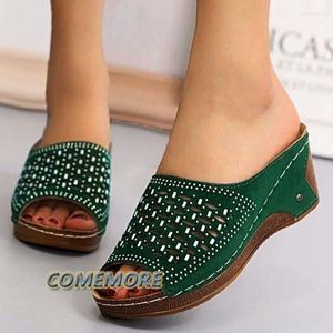 Sandals Fashion Women Shoes Open Toes Hollow Out Increase Height Ladies Slip On Wedge Slippers Woman Footwear Female