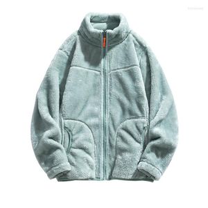 Kvinnors jackor koreanska modepar överdimensionerade löst lamm fleece jacka kvinnor fluffiga rockar vinterhöst unisex reversibel