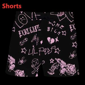 Mäns shorts Nya pojkar/flickor älskar lil.PEEP Fashion Men Kvinnor Tracksuits Crewneck Hip Hop Shorts Plus Size S-7XL L230520