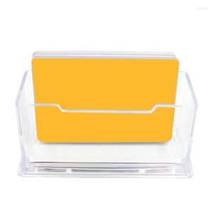 Garrafas de armazenamento 1pcs Clear Desk Sheld Box Stand Stand Acrílico Plástico Transparente Desktop Business Card Titular Uma camada