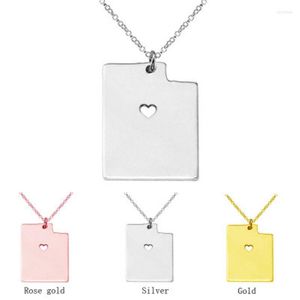 Pendant Necklaces Stainless Steel Utah Fashion Personality United States Map Necklace European And American Tag Ornaments