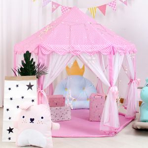 Toy Tents Girl Princess Pink Castle Tents Portable Children Outdoor Garden Folding Play Tent Lodge Kids Ball Pool Indoor Outdoor Playhouse 230529