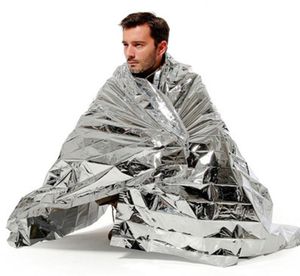 Hiking Camping Supplies Silvery Mylar Waterproof Emergency Rescue Space Foil Thermal Blanket Outdoor Pads PET 10 PCS3712372