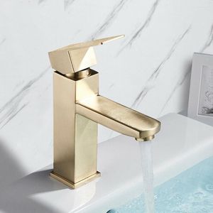 Bathroom Sink Faucets Golden Square 304 Stainless Steel Basin Faucet Home El Cold Water Tap Deck Mounted