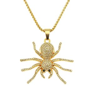 3D Spider Shape Pendant Necklace Hip Hop Street Dance Cool Trendy Men's Accessories 18K Yellow Gold Filled Fashion Jewelry