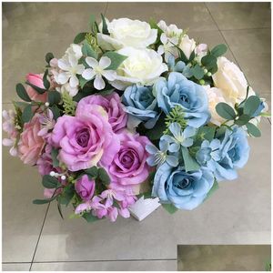 Decorative Flowers Wreaths Artificial Rose Bouquet 7 Forks Silk Bride Wedding Party Home Fake Roses Drop Delivery Garden Festive Su Dho8Q