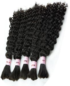 Deep Wave Brasilian Hair Extensions Buntle Curly Micro Flätor Human Bulk Hair Mix Längd 345 st Lot 1228Inch Full Head DHL18825651904627